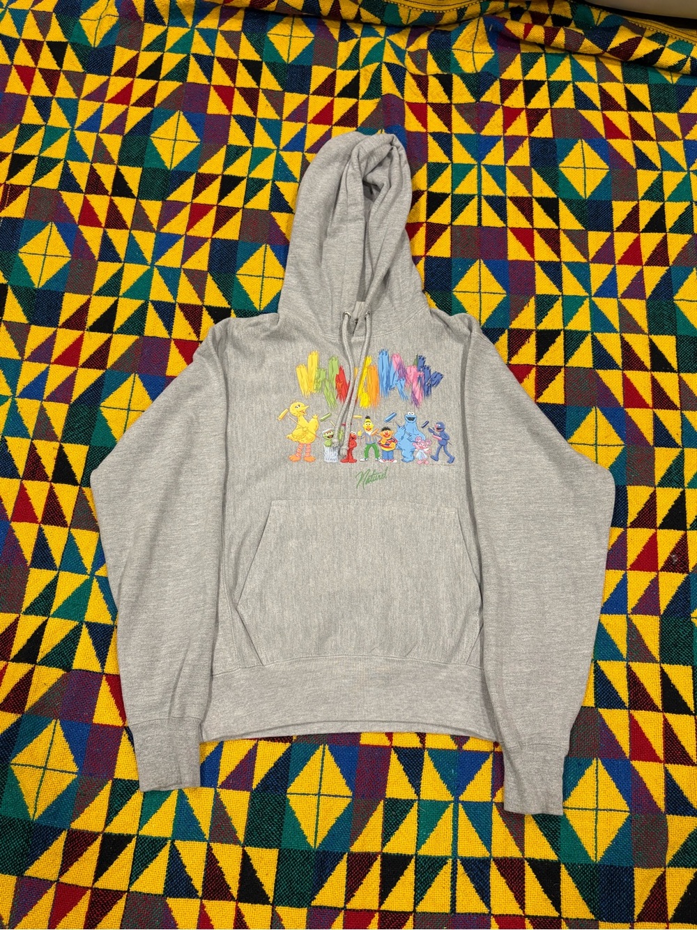 Champion Sesame Street Hoodie Mens S Gray Reverse Weave Paint Sweatshirt BOX #8
